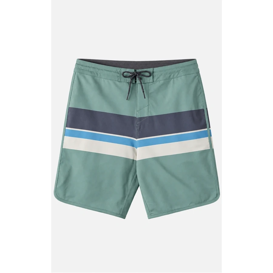 Men's Sage Contrast-Band Scallop Boardshorts