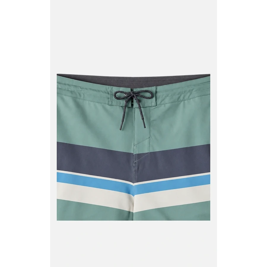 Men's Sage Contrast-Band Scallop Boardshorts