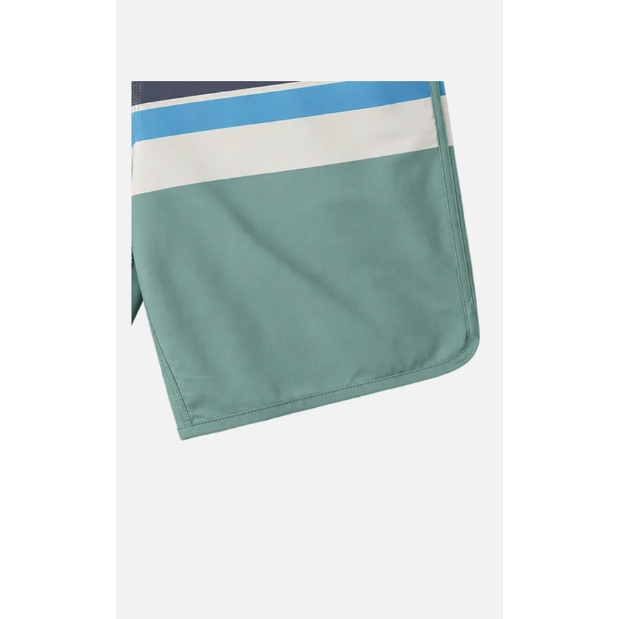Men's Sage Contrast-Band Scallop Boardshorts