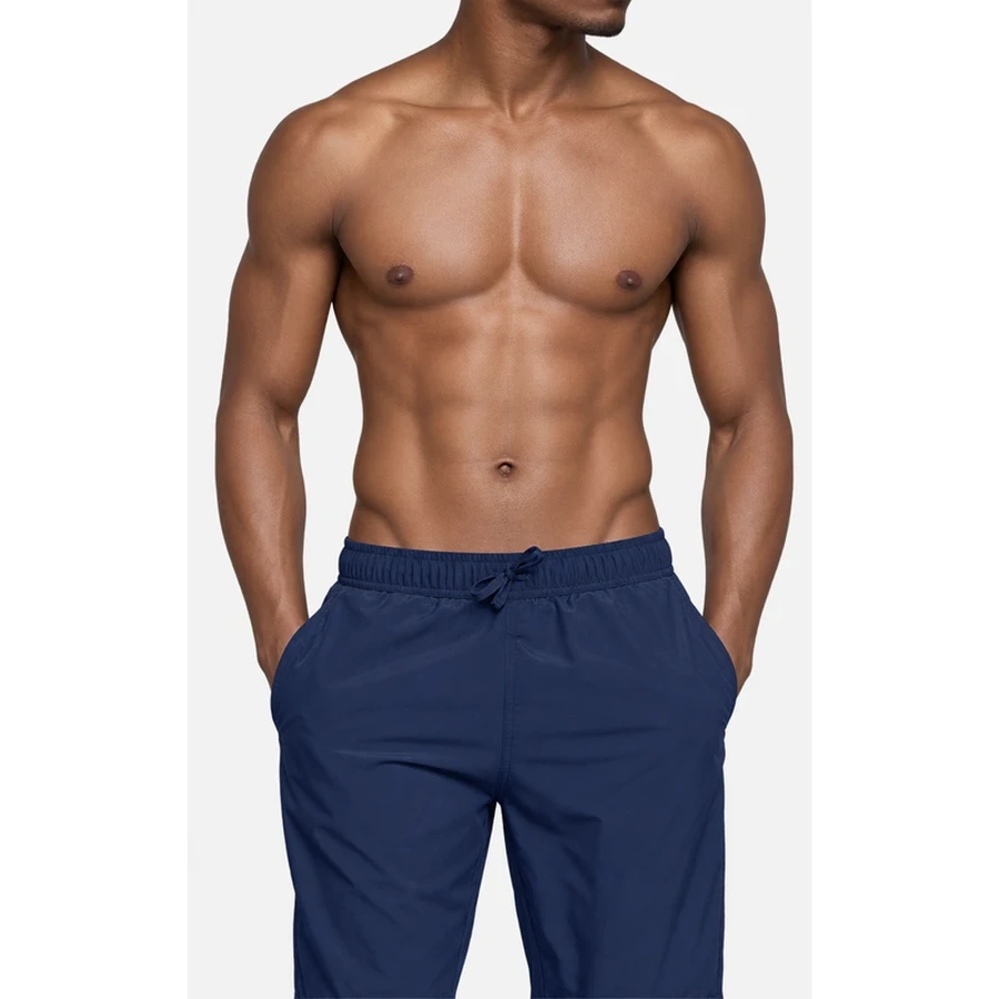Men's Solid Navy Drawstring Swim Boardshorts