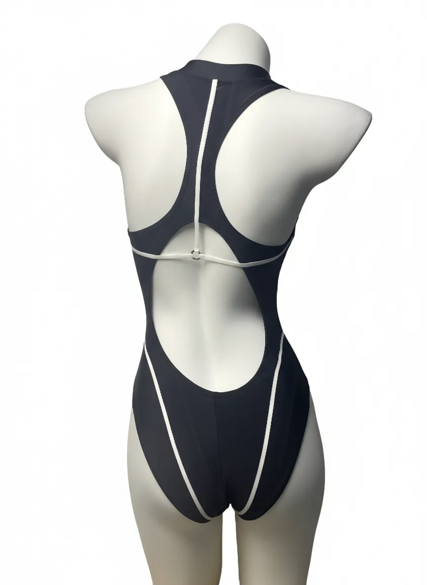 Racerback Zipper Front One Piece Swimsuit - Women's Sporty Style with Streamlined Performance for Training & Swim