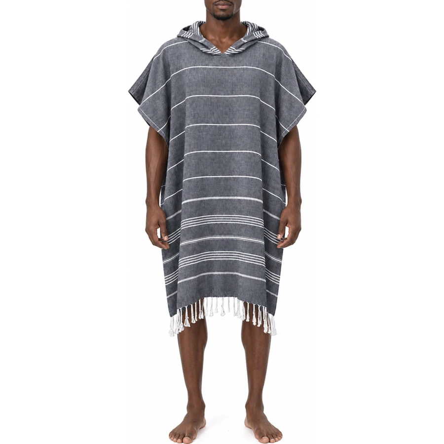 Striped Fringe Cotton Beach Poncho