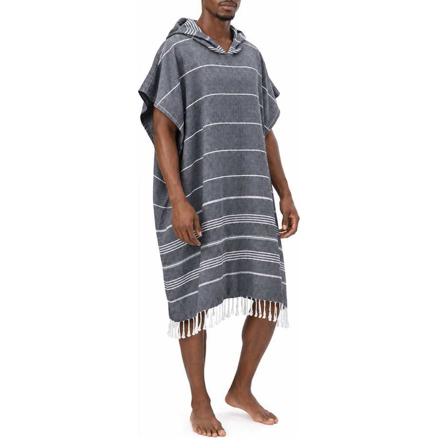 Striped Fringe Cotton Beach Poncho