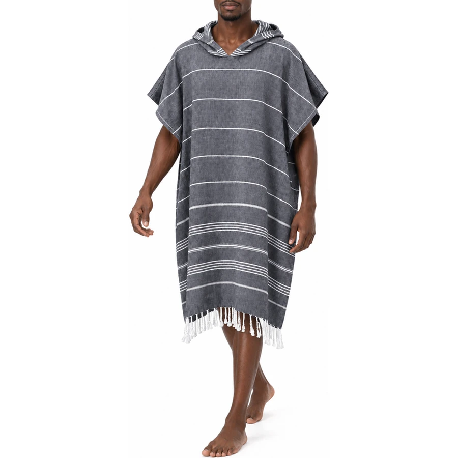 Striped Fringe Cotton Beach Poncho