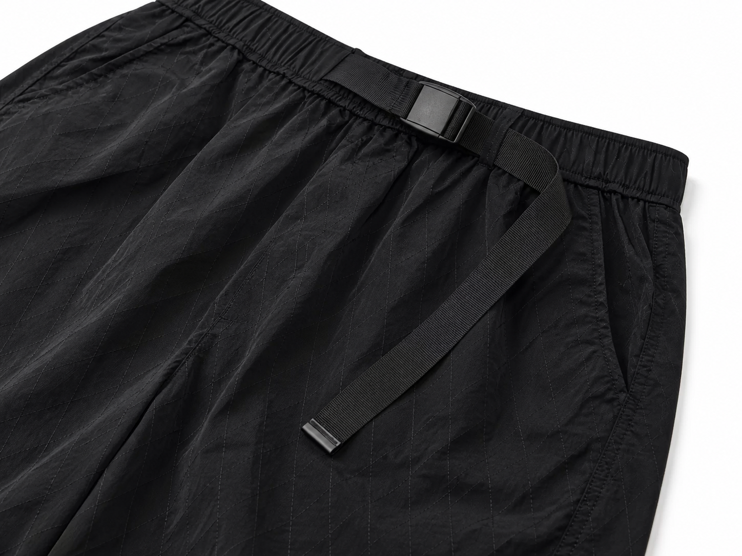 Textured Nylon Belted Sports Shorts for Men