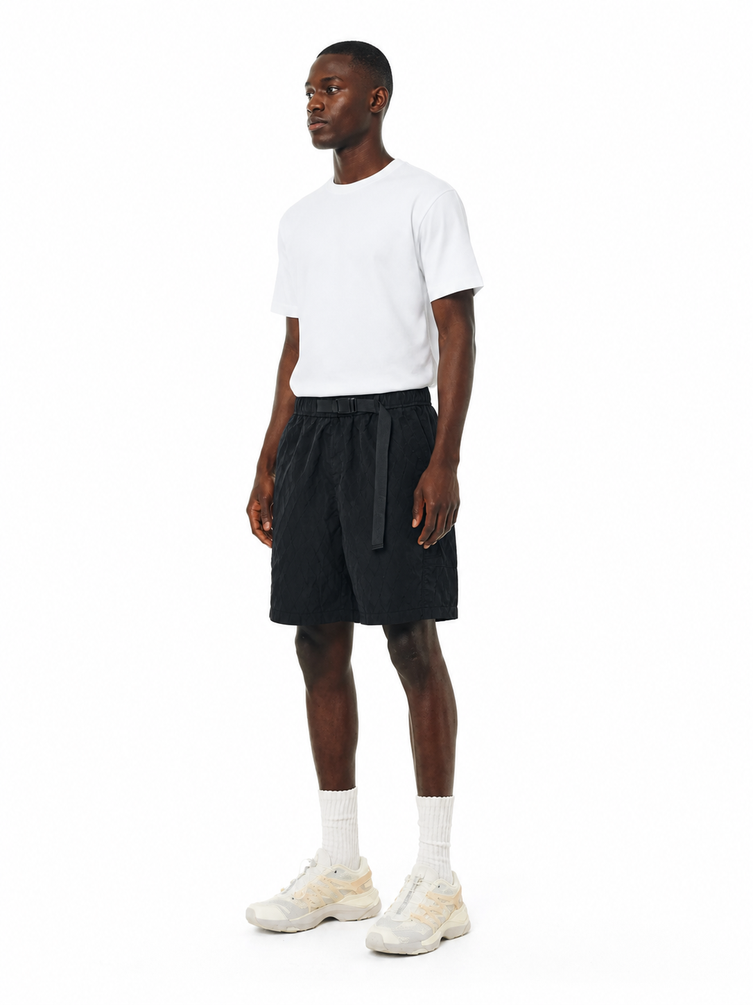 Textured Nylon Belted Sports Shorts for Men