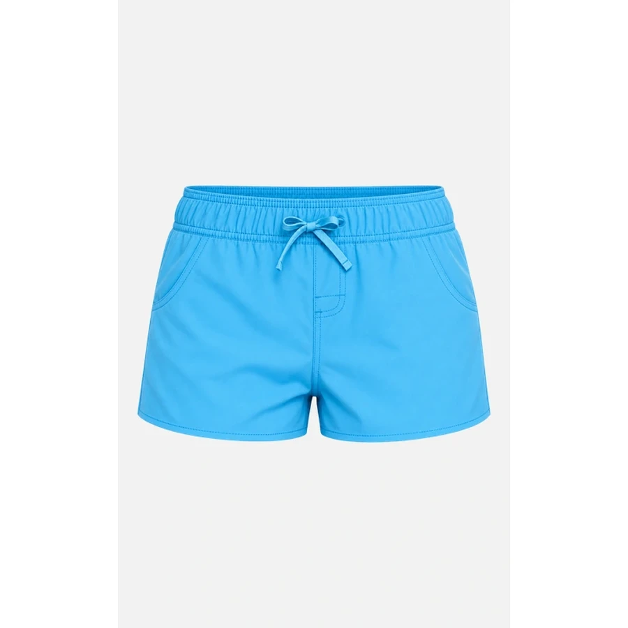 Women's Blue Elastic Waist Beach Shorts