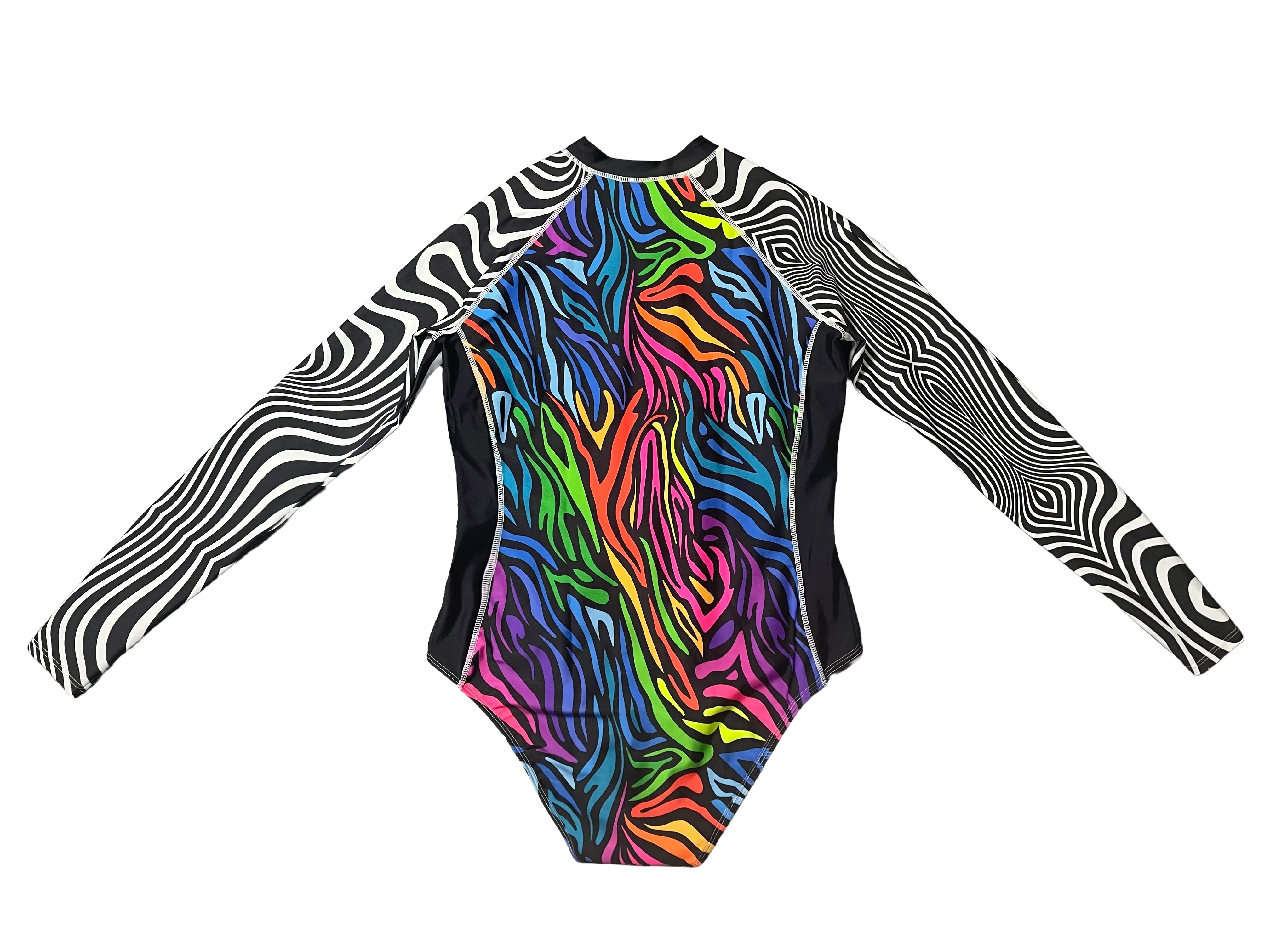 Women's Carvico UPF 50+ Long Sleeve Colorful Print Rash Guard Swimsuit One Piece Swimwear