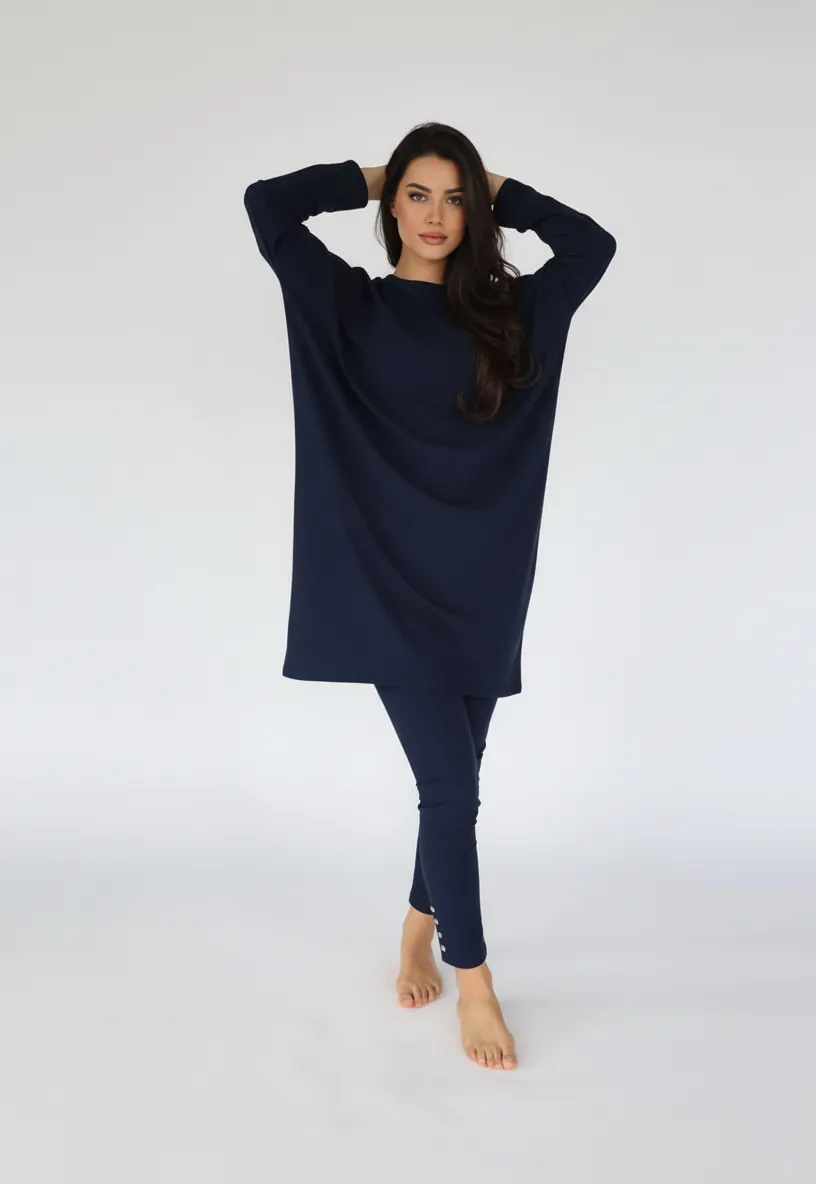 Women's Loose-Fit Half-Zip Belted Muslim Modest Burkini Rash Guard Long Sleeve Surfing Swimsuit Bathing Suit